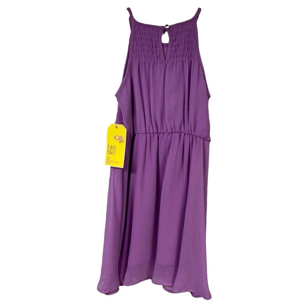 GB Girls Purple Dress Smocked Halter Size S Sleeveless Party Casual Dress New‎